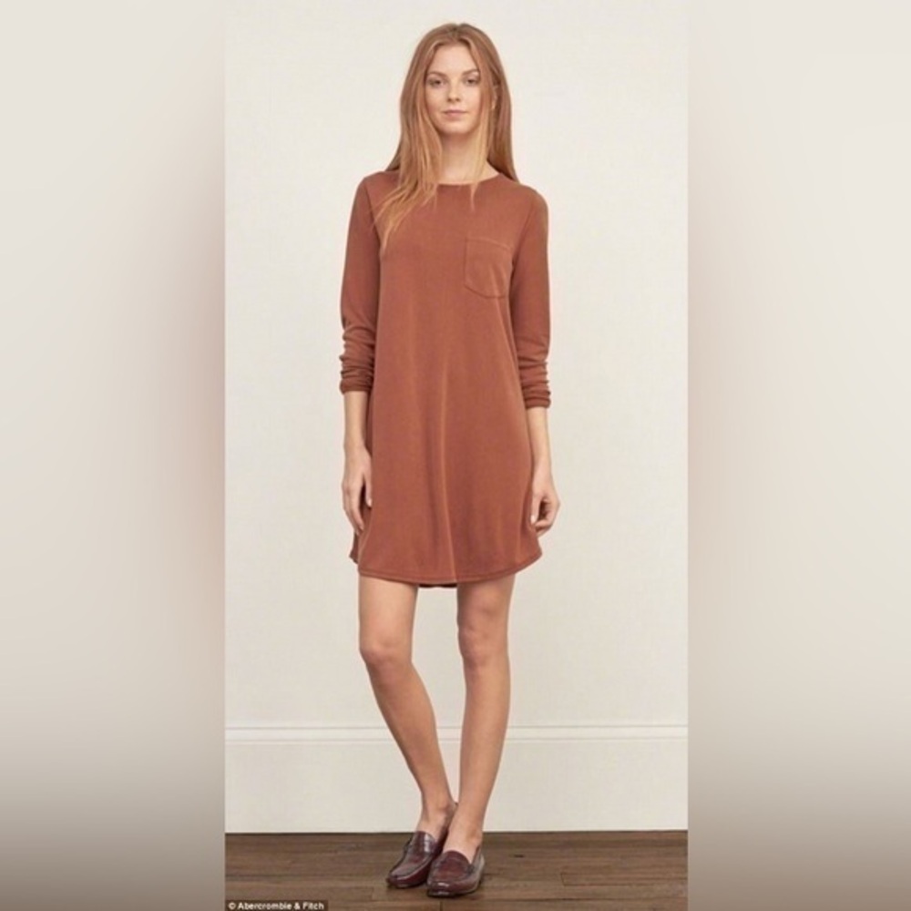 Abercrombie & Fitch Brown Long Sleeve Pocket Shirt Dress Women’s size Medium